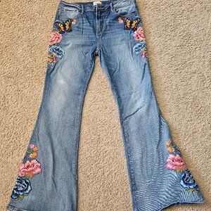 Driftwood Farrah Embroidered Jeans EUC sz 32